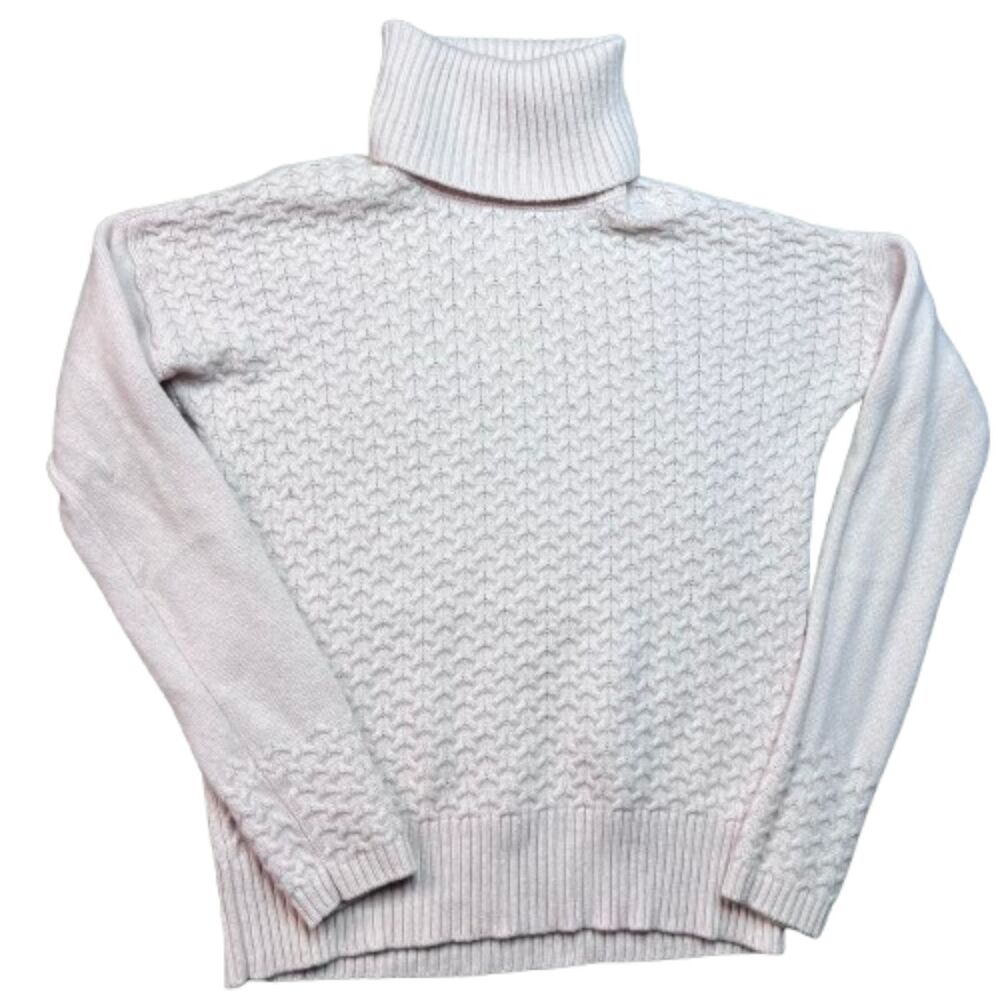 Ellen Tracy 100% Cashmere Pink Textured Turtleneck Sweater Size XS